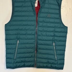 Brooks Brothers Teal Quilted Down-Style Vest with Red Lining